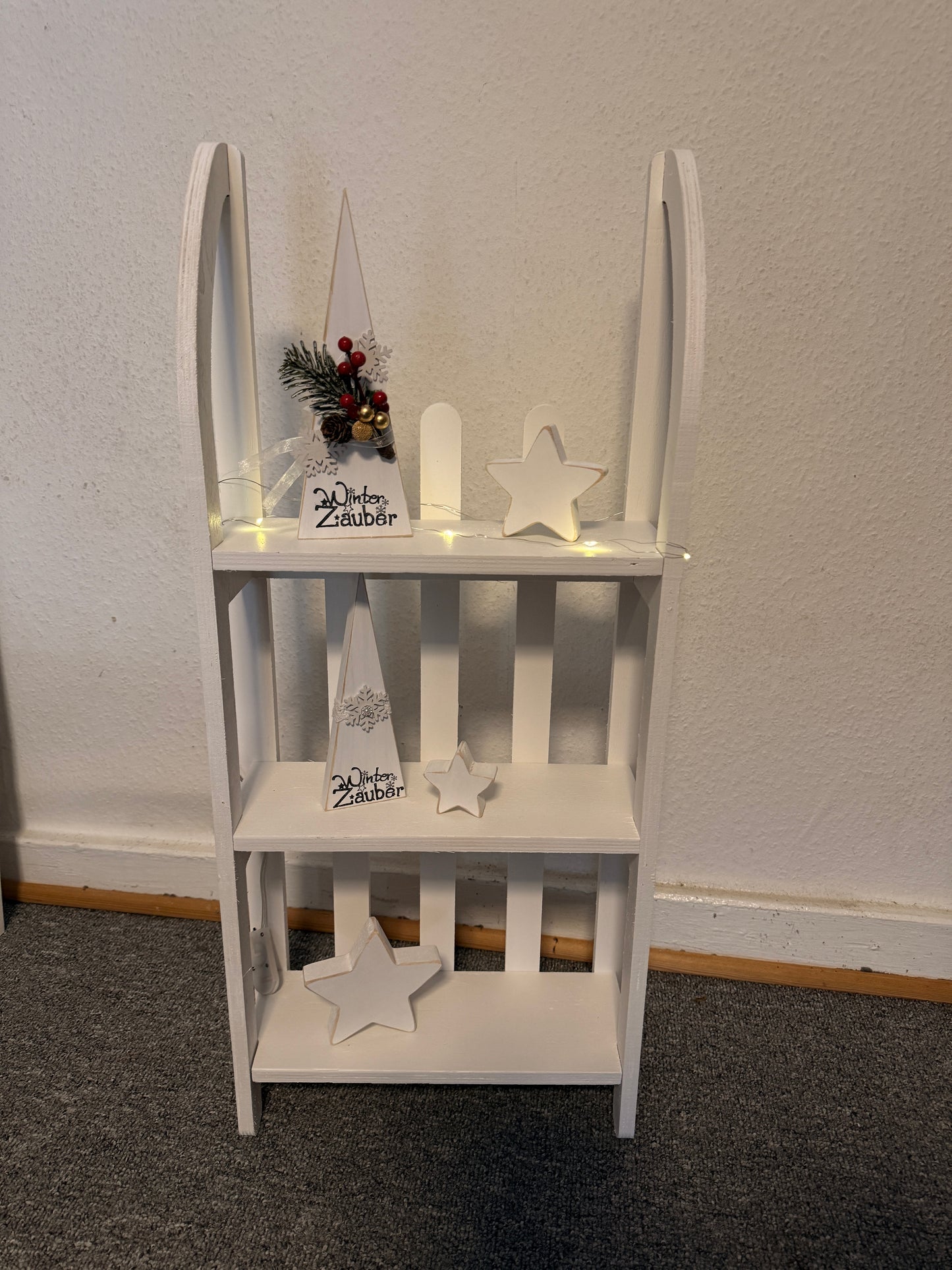 Shabby Chic - / Vintage Schlitten Regal