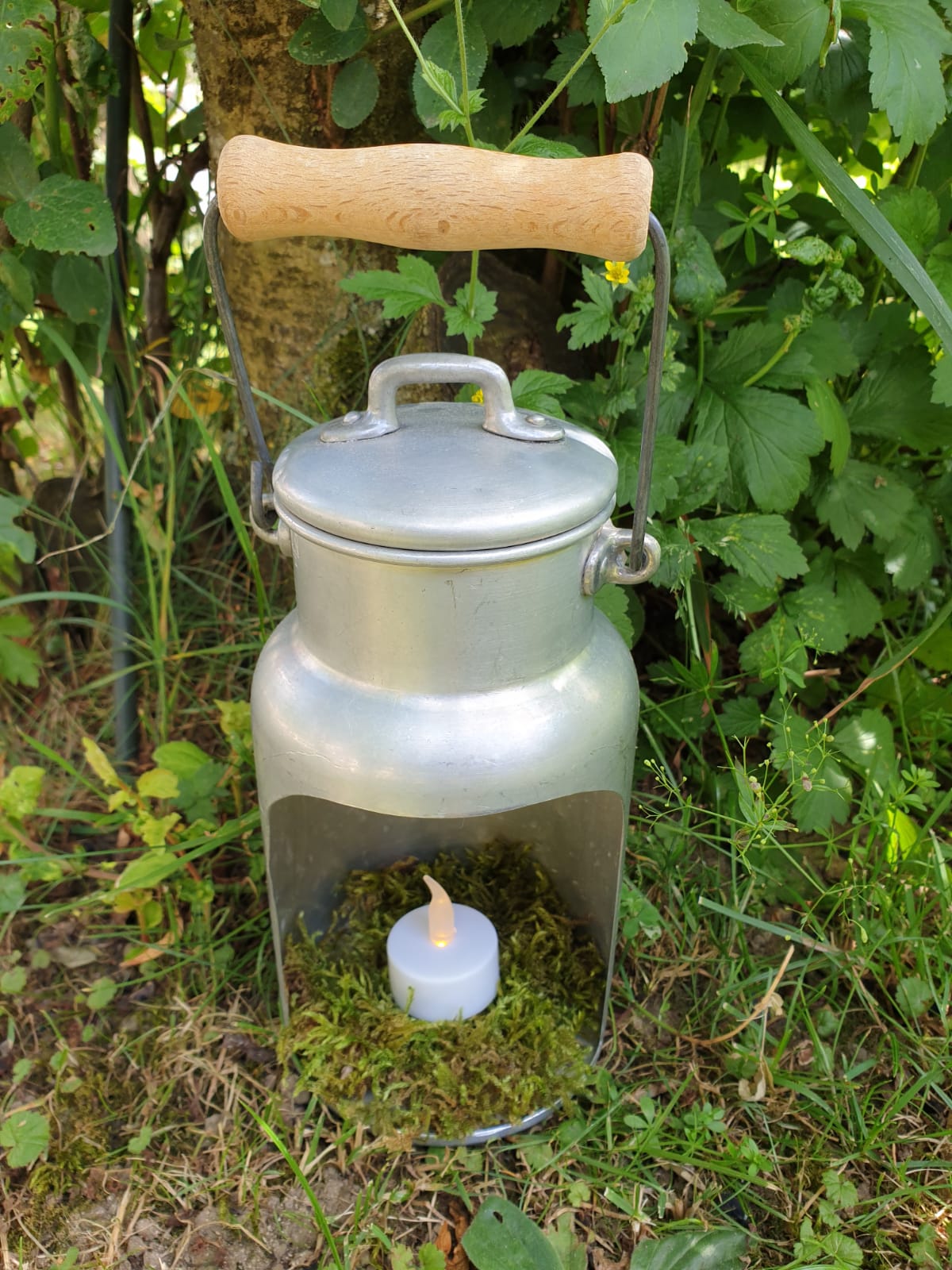 Vintage Milchkanne Deko Offen Klein – Nostalgische Aluminium Milchkanne im Landhausstil 22 cm