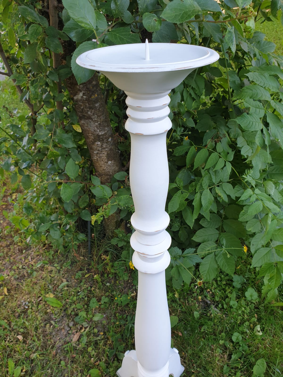 Shabby Chic Kerzenständer Weiß 84 cm – Vintage Bodenkerzenständer im Landhausstil