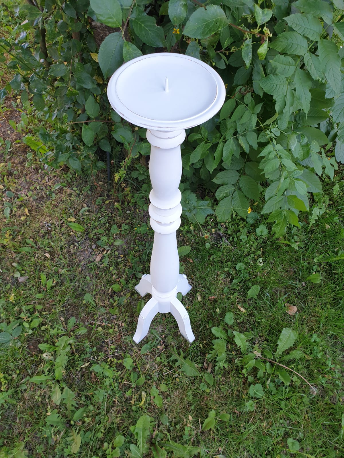 Shabby Chic Kerzenständer Weiß 84 cm – Vintage Bodenkerzenständer im Landhausstil