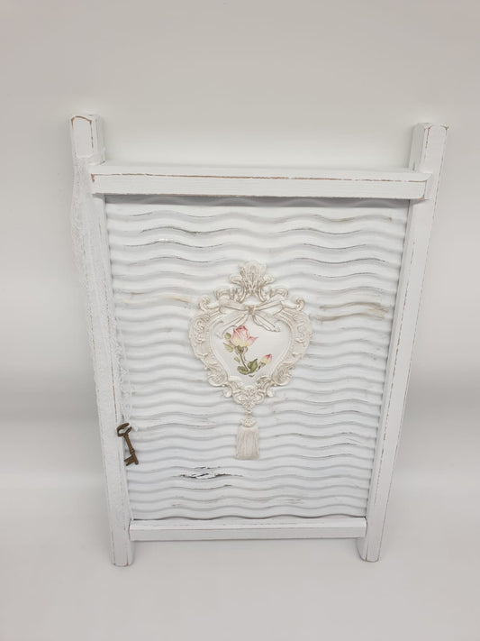 Shabby Chic Waschbrett Vintage Wanddeko Weiß – Landhausstil Deko aus Holz 46 x 29 cm
