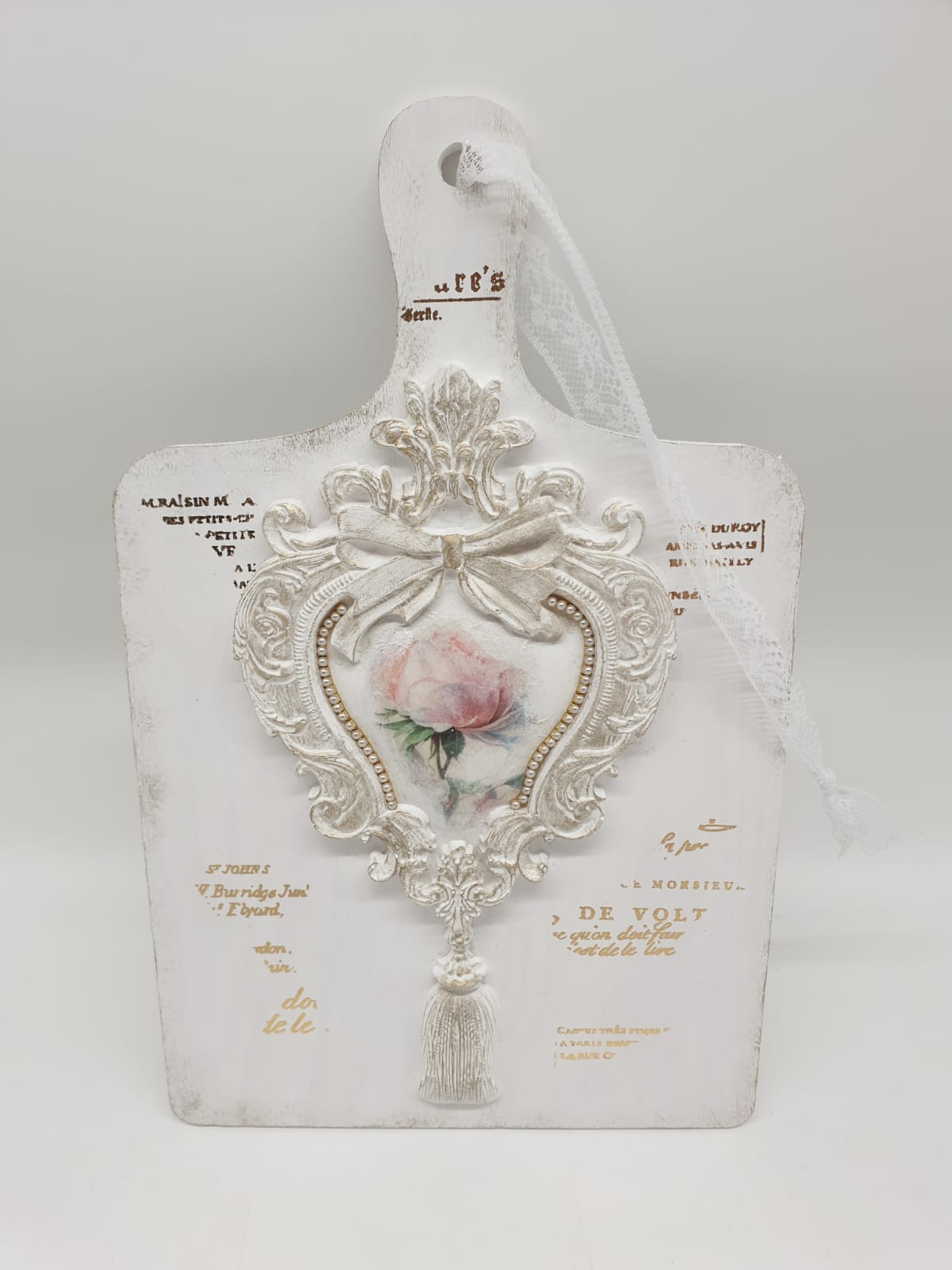 Shabby Chic Deko Set aus Holz – Vintage Dekobrett & Herzdose Landhausstil