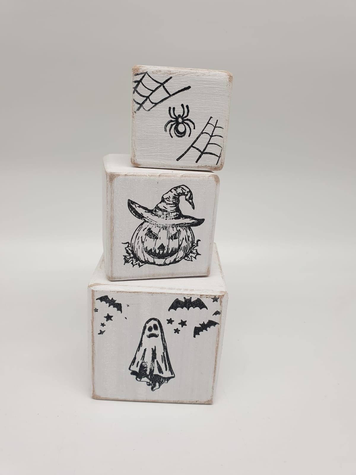 Shabby Chic Halloween Deko Würfel aus Holz – Herbstdeko & Halloween Dekoration | Vintage Holzwürfel | Landhausstil Herbst